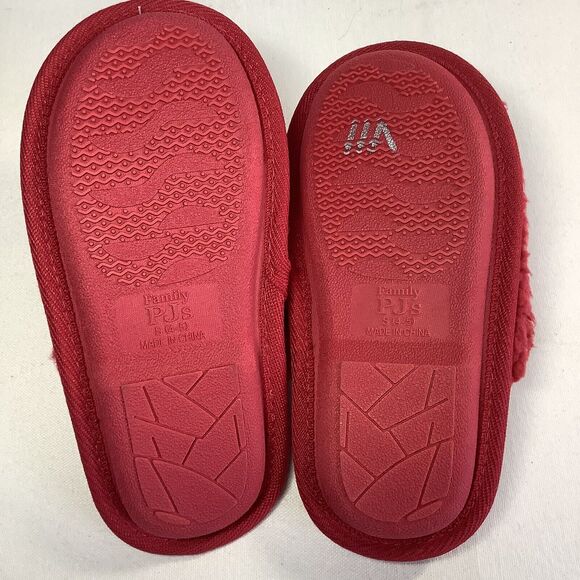 Family Pajamas Mini Kid's Matching Holiday Slippers Red Size 4-5 - Picture 5 of 9